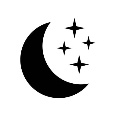 Beyaz arka planda yıldız ikonu olan hilal. Gece ikonu. Hilal ikonu. Minimalist stil.