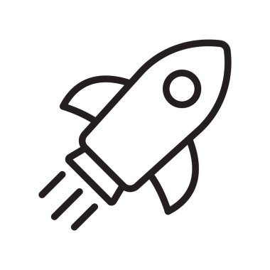 Roket ikonu. Basit ana hatlı roket işareti. Roket fırlatma simgesi.