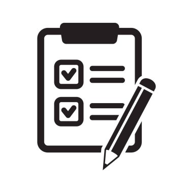 Liste simgesi yapmak için. Kalem ikonlu pano. Grafik ve web tasarımı için siyah illüstrasyon beyaz arkaplanda izole edildi.