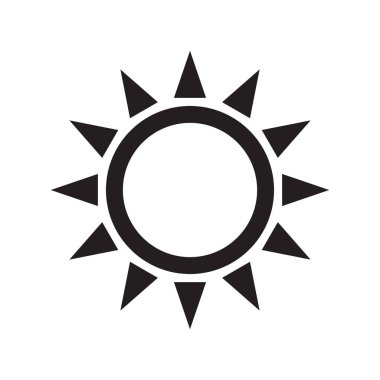 Güneş simgesi, beyaz üzerine izole edilmiş güneş sembolü.