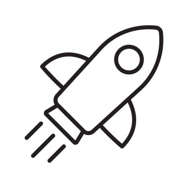 Roket ikonu. Basit ana hatlı roket işareti. Roket fırlatma simgesi.