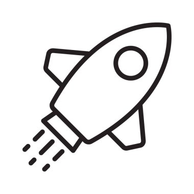 Roket ikonu. Basit ana hatlı roket işareti. Roket fırlatma simgesi.