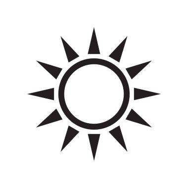 Güneş simgesi, beyaz üzerine izole edilmiş güneş sembolü.