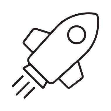 Roket ikonu. Basit ana hatlı roket işareti. Roket fırlatma simgesi.