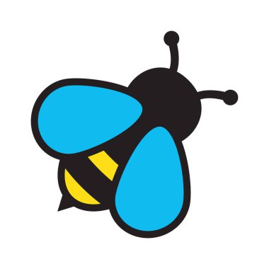 Bal arısı düz ikonu. Böcek karakteri. Çizgi film uçan arı.