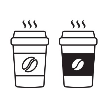 Sıcak kahve fincanı ikonu. Kağıt kahve fincanı simgesi beyaz arkaplanda izole.