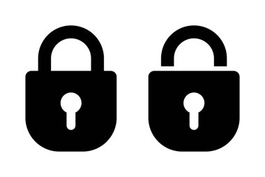 Anahtar deliği simgesi ve güvenlik simgesi ile asma kilit.