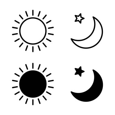 Güneş ay simgesi illüstrasyon izole vektör işareti sembolü.