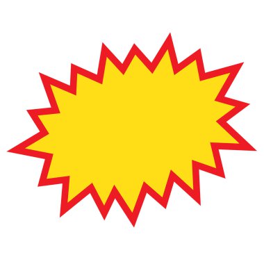 Boş satış etiketleri. Kurdele satışı afişleri. Kırmızı ve sarı yıldız patlaması çıkartmaları. Beyaz arka planda pop art komik patlama balonu. Çizgi film tarzı.