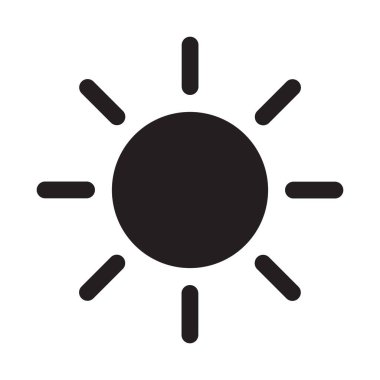 Güneş simgesi, beyaz üzerine izole edilmiş güneş sembolü.