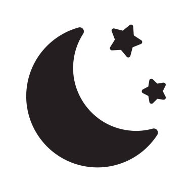 Beyaz arka planda yıldız ikonu olan hilal. Gece ikonu. Hilal ikonu. Minimalist stil.