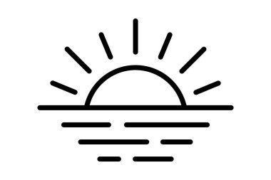 Gün batımı simgesi, gündoğumu simgesi. Güneş, yükselme sembolü. Sabah simgesi.