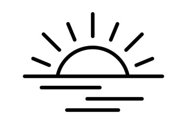 Gün batımı simgesi, gündoğumu simgesi. Güneş, yükselme sembolü. Sabah simgesi.