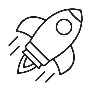 Roket ikonu. Basit ana hatlı roket işareti. Roket fırlatma simgesi.