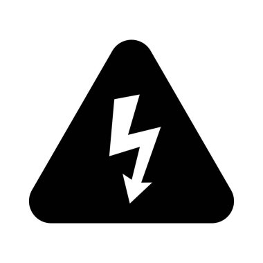 Yüksek voltaj ikonu. Elektrik sembolü uyarısı. Uyarı, tehlike ve tehlike, elektrikli ikon uyarısı. Şimşek işaretli üçgen.
