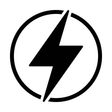 Şimşek, elektrik güç ikonu. Enerji ve gök gürültüsü elektrik sembolü. Çemberde şimşek işareti.