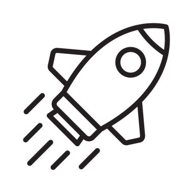 Roket ikonu. Basit roket işareti. Roket fırlatma simgesi.