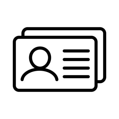 Kimlik kartı simgesi. Çalışan katip kartı, ehliyet, kimlik kartı, personel kimlik kartı sembolü. Web sitesi ve mobil uygulama için tasarım.