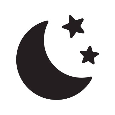 Beyaz arka planda yıldız ikonu olan hilal. Gece ikonu. Hilal ikonu. Minimalist stil.