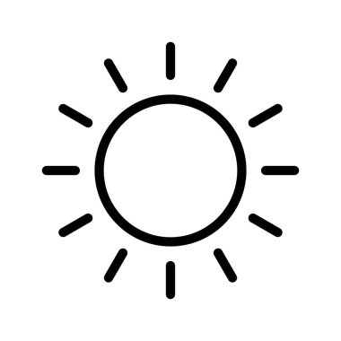 Güneş simgesi, beyaz üzerine izole edilmiş güneş sembolü.