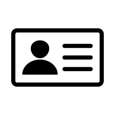 Kimlik kartı simgesi. Çalışan katip kartı, ehliyet, kimlik kartı, personel kimlik kartı sembolü. Web sitesi ve mobil uygulama için tasarım.