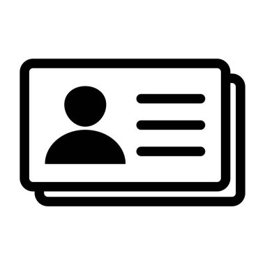 Kimlik kartı simgesi. Çalışan katip kartı, ehliyet, kimlik kartı, personel kimlik kartı sembolü. Web sitesi ve mobil uygulama için tasarım.