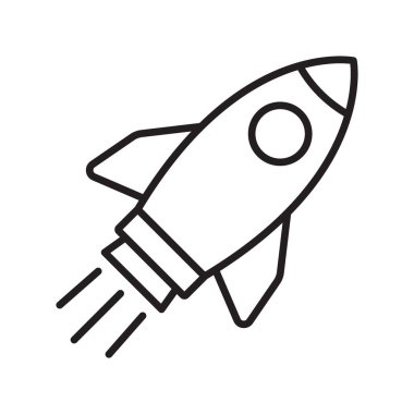 Roket ikonu. Basit roket işareti. Roket fırlatma simgesi.