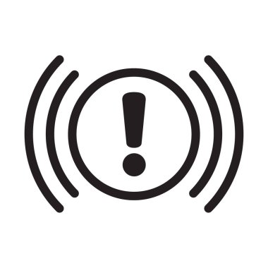 Beyaz arkaplanda ayrık çizgi simgesi izole edildi. Çemberin içindeki ünlem işareti.