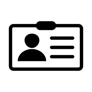 Kimlik kartı simgesi. Çalışan katip kartı, ehliyet, kimlik kartı, personel kimlik kartı sembolü. Web sitesi ve mobil uygulama için tasarım.