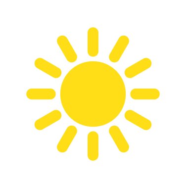 Güneş simgesi düz stil, basit sarı güneş.