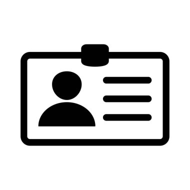 Kimlik kartı simgesi. Çalışan katip kartı, ehliyet, kimlik kartı, personel kimlik kartı sembolü. Web sitesi ve mobil uygulama için tasarım.