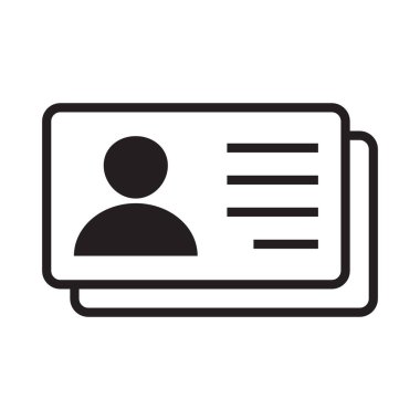 Kimlik kartı simgesi. Çalışan katip kartı, ehliyet, kimlik kartı, personel kimlik kartı sembolü. Web sitesi ve mobil uygulama için tasarım.