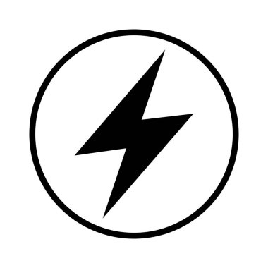 Çemberde şimşek işareti var. Şimşek, elektrik güç ikonu. Enerji ve gök gürültüsü elektrik sembolü.