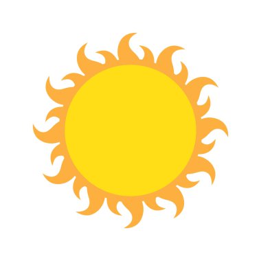 Düz stil güneş ikonu, sarı güneş vektörü çizimi.