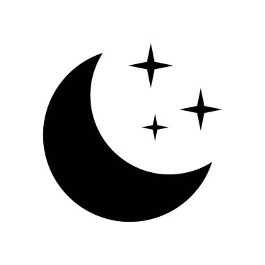 Beyaz arka planda yıldız ikonu olan hilal. Gece ikonu. Hilal ikonu. Minimalist stil.