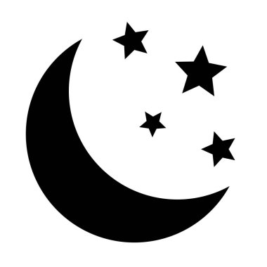 Beyaz arka planda yıldız ikonu olan hilal. Gece ikonu. Hilal ikonu. Minimalist stil.