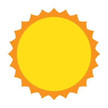 Sarı güneş düz stil, güneş simgesi.