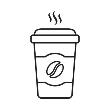 Beyaz arka planda yalıtılmış kağıt kahve fincanı simgesi.