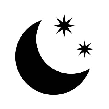 Hilal ay ve yıldız ikonu. Gece ikonu. Hilal ay simgesi.