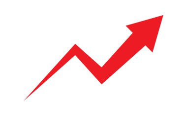 Kırmızı büyü ok ikonu. Başarı simgesi. Kâr logosu.