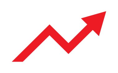 Kırmızı büyü ok ikonu. Başarı simgesi. Kâr logosu.