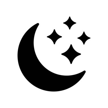 Hilal ay ve yıldız ikonu. Gece ikonu. Hilal ay simgesi.