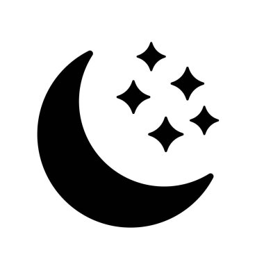 Hilal ay ve yıldız ikonu. Gece ikonu. Hilal ay simgesi.