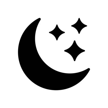 Hilal ay ve yıldız ikonu. Gece ikonu. Hilal ay simgesi.