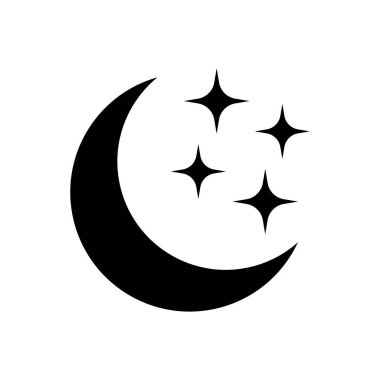 Beyaz arka planda yıldız ikonu olan hilal. Gece ikonu. Hilal ikonu. Minimalist stil.