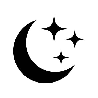 Hilal ay ve yıldız ikonu. Gece ikonu. Hilal ay simgesi.