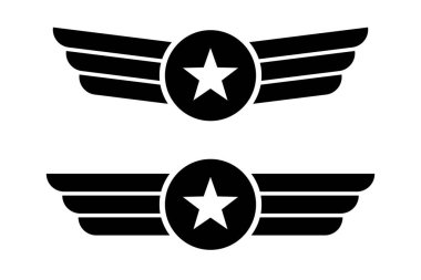 Kanatlı yıldız. Ordu logosu. Askeri logo kavramı.