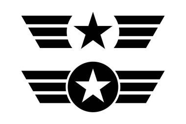 Kanatlı yıldız. Ordu logosu. Askeri logo kavramı.