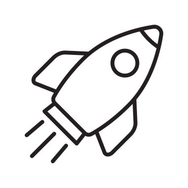 Roket simgesi... Uçan roket hattı simgesi.