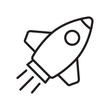 Roket hattı ikonu. Çizgi film uçan roket hattı simgesi.